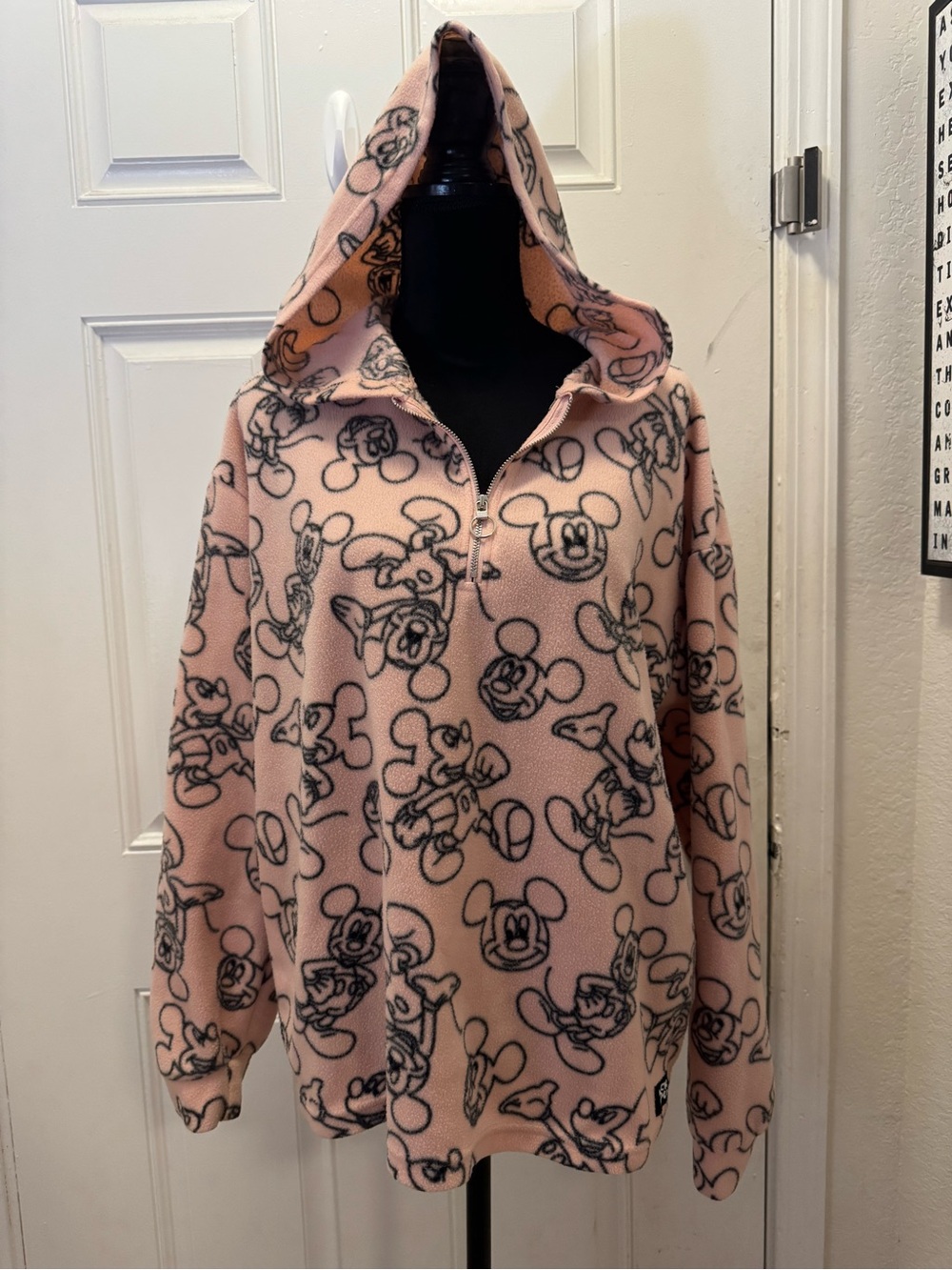Disney Pink Mickey Sketch Half-Zip Hooded Fleece